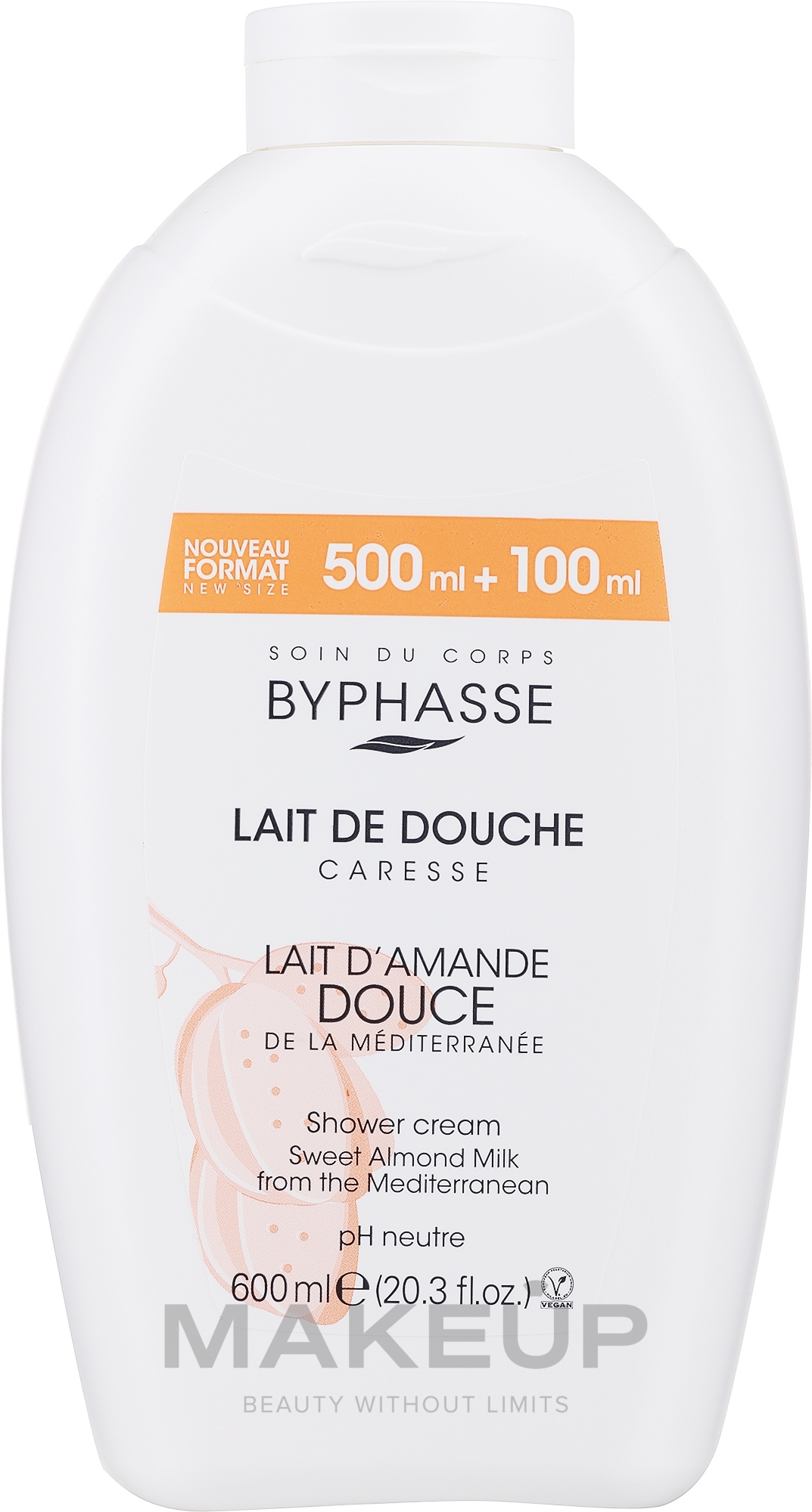 Duschcreme mit süßer Mandelmilch - Byphasse Caresse Shower Cream — Bild 600 ml