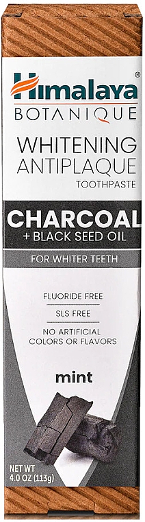 Aufhellende Zahnpasta mit Holzkohle und Schwarzkümmelöl - Himalaya Herbals Botanique Charcoal & Black Seed Oil Whitening Antiplaque Toothpaste — Bild N2