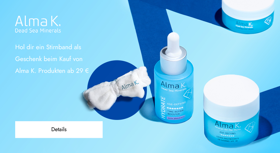 Hol dir ein Stirnband als Geschenk beim Kauf von Alma K. Produkten ab 29 €