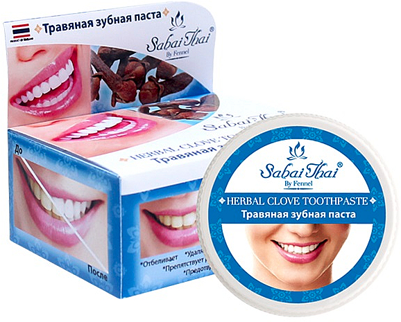 Fluoridfreie natürliche und aufhellende Zahnpasta mit Nelkenöl - Sabai Thai Herbal Clove Toothpaste