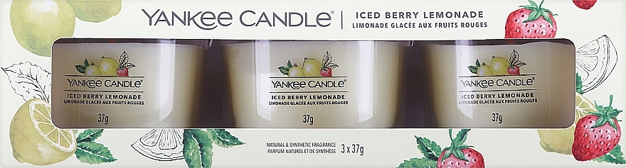 Duftkerzen-Set Eis-Beeren-Limonade - Yankee Candle Iced Berry Lemonade (candle/3x37g) — Bild N1