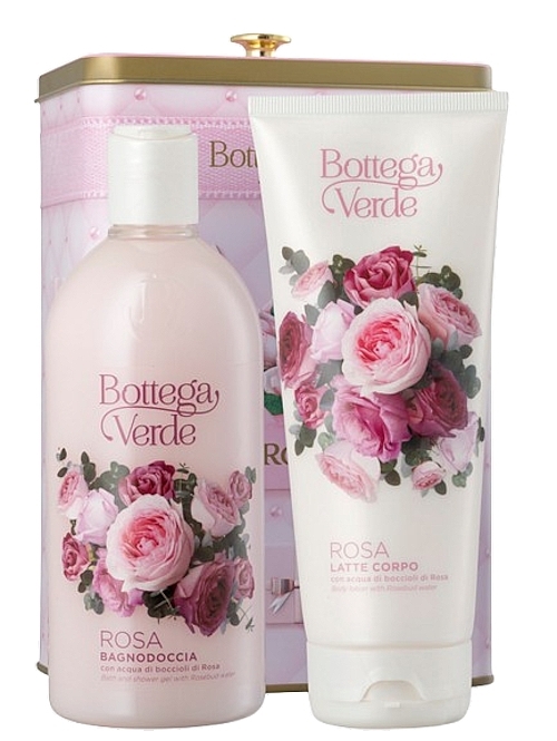 Bottega Verde Rosa - Set (Duschgel/400 ml + Körperlotion/200 ml + Metalldose/1 St.) — Bild N1