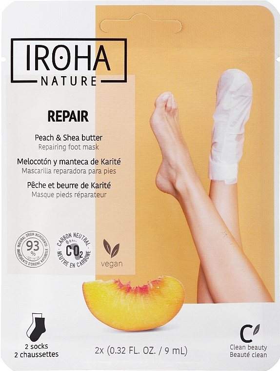 Fußmaske mit Pfirsichduft - Iroha Nature Repair Peach Socks Foot Mask — Bild N1