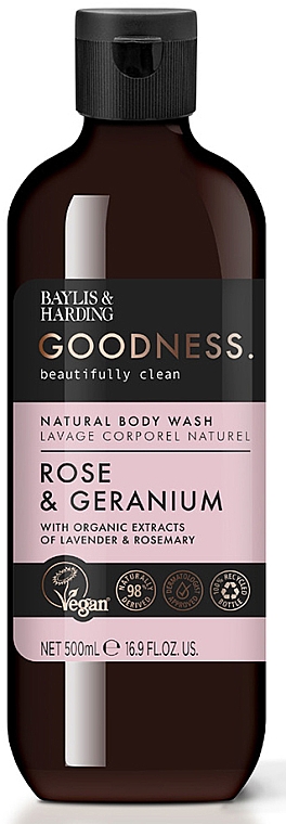 Natürliches Duschgel Rose & Geranie - Baylis & Harding Goodness Rose & Geranium Natural Body Wash — Bild N1