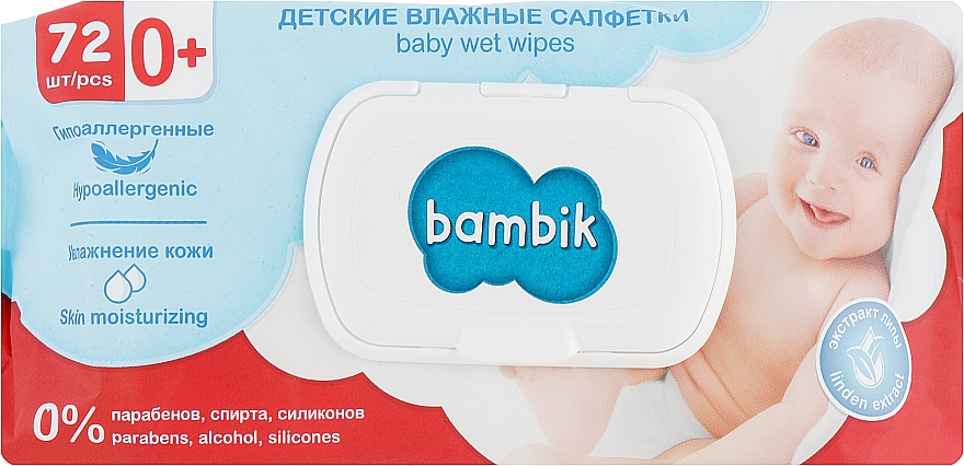 Feuchttücher für Babys mit Lindenextrakt 72 St. - Bambik Baby Wet Wipes — Bild N1