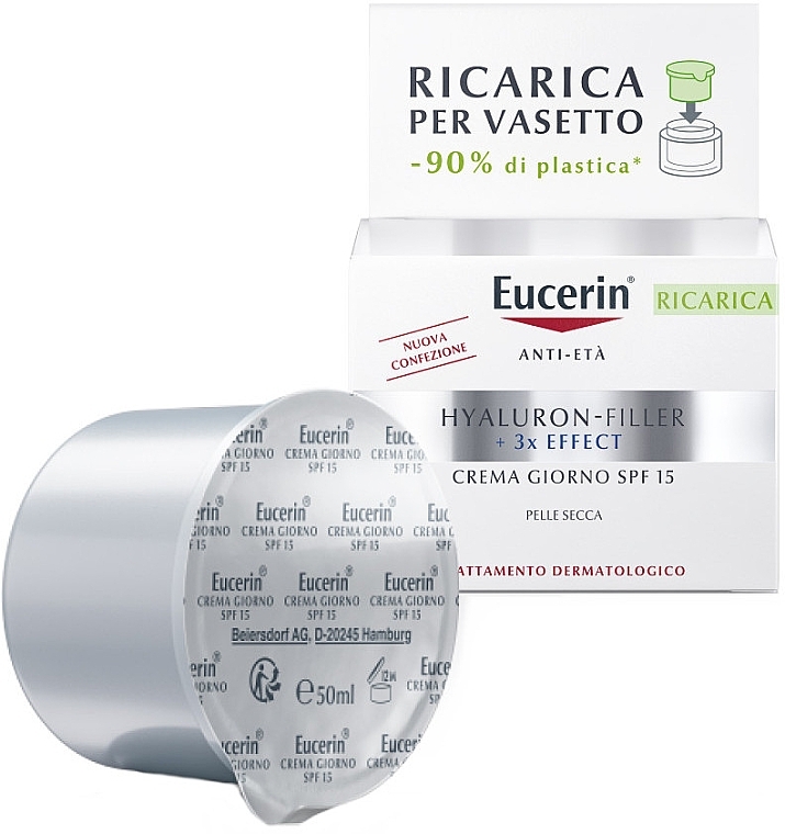 Tagescreme für trockene Haut - Eucerin Eucerin Hyaluron-Filler 3x Day Cream SPF 15 (refill) — Bild N2