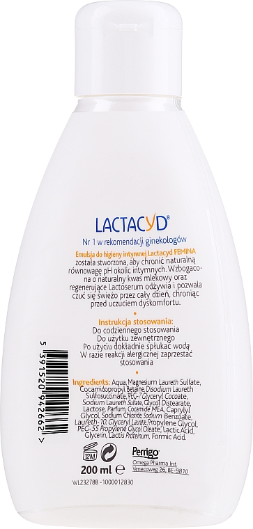 Schützende und pflegende Emulsion für die Intimhygiene - Lactacyd Femina Intimate Wash (ohne Pumpenspender) — Bild N2