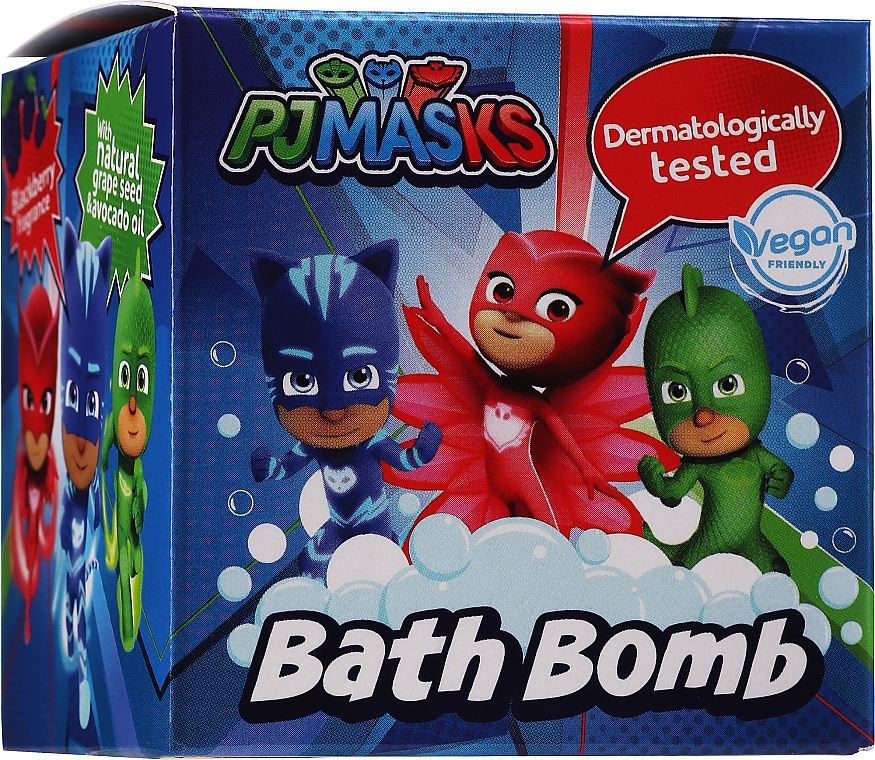 Badebombe für Kinder PJ Masks mit Brombeerduft, Traubenkern- und Avocadoöl - Disney PJ Masks Bath Bomb — Bild N1