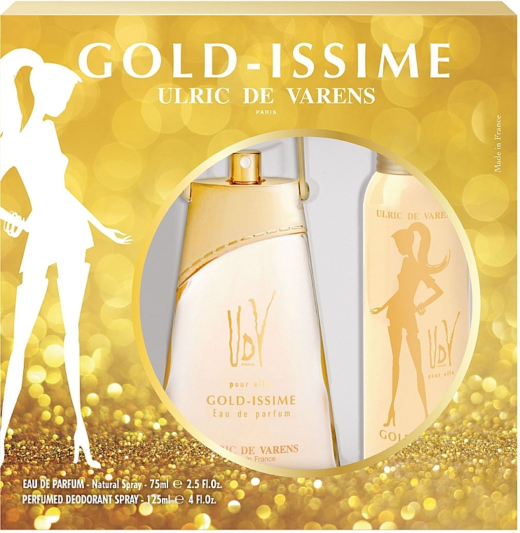 Urlic De Varens Gold Issime - Duftset (Eau de Parfum 75ml + Deospray 125ml) — Bild N1