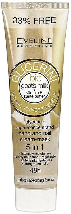 Hochkonzentrierte Hand- und Nagelcreme-Maske mit Glycerin 5 in 1 - Eveline Cosmetics Glicerini Bio — Bild N3