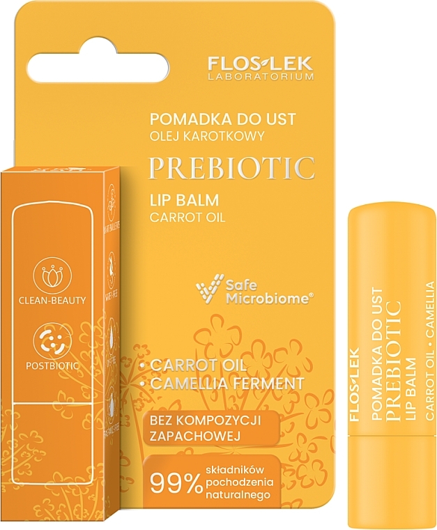 Lippenbalsam mit Karottenöl - Floslek Prebiotic Lip Balm Carrot Oil  — Bild N1