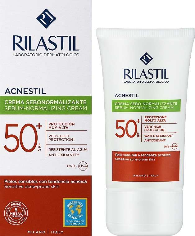 Sonnenschutzcreme für das Gesicht - Rilastil Sun System Spf50+ Acnestil — Bild N2