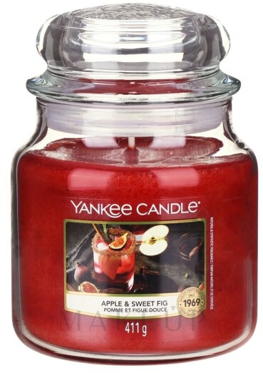 Duftkerze im Glas - Yankee Candle Apple & Sweet Fig Candle — Bild 411 g