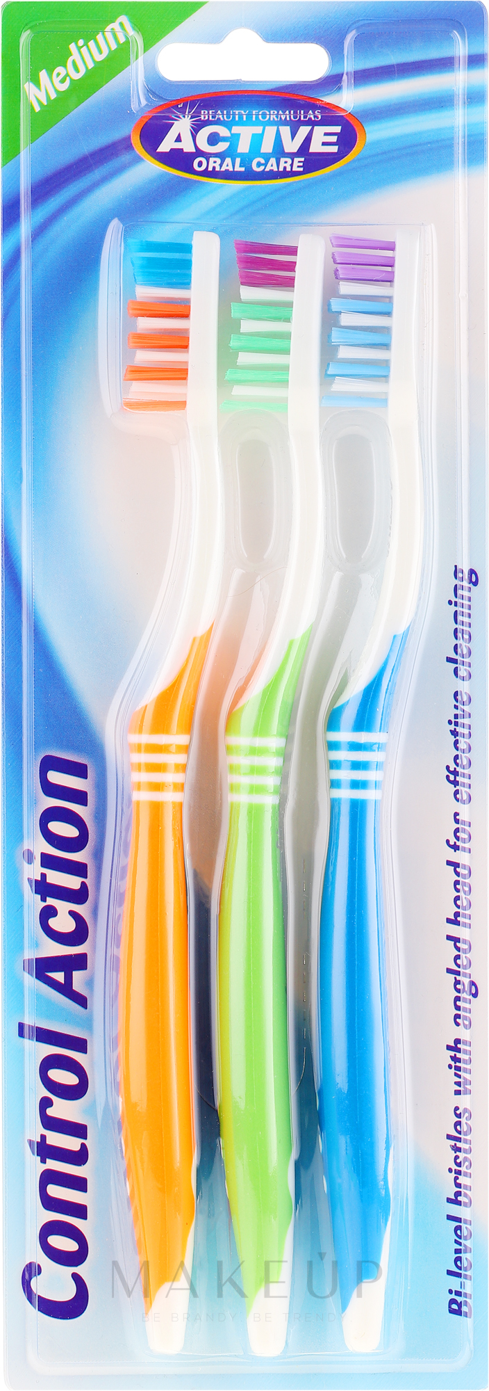 Zahnbürsten mittel Control Action orange, grün, blau 3 St. - Beauty Formulas Control Action Toothbrush — Bild 3 St.