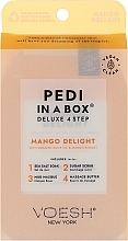 4-stufige Mango Delight Fußpflege - Voesh Deluxe Pedicure Mango Delight In A Box 4in1 (1. Meer Badesalz, 2. Zuckerpeeling, 3. Schlammmaske, 4. Massagebutter)(35g) — Bild N1