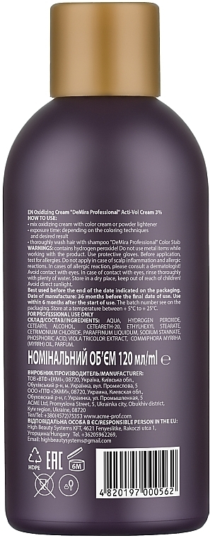 Oxidierende Emulsion 3% - Demira Professional Acti-Vol Cream — Bild N3