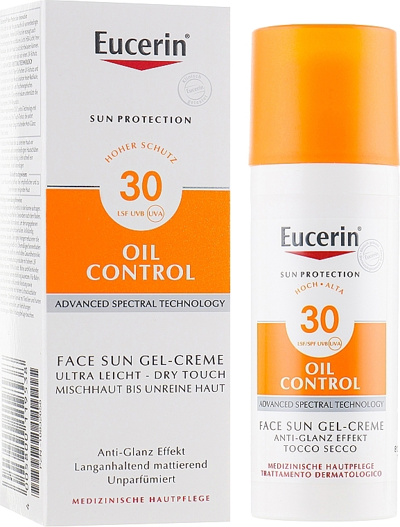 Sonnenschützende Gesichtsgel-Creme mit Anti-Glanz Effekt für fettige und zu Akne neigende Haut SPF 30 - Eucerin Sun Gel-Cream Oil Control SPF30 — Bild N2