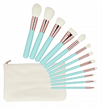 Düfte, Parfümerie und Kosmetik Make-up Pinselset mit Etui 12-tlg. türkis - Tools For Beauty MiMo Turquoise Set