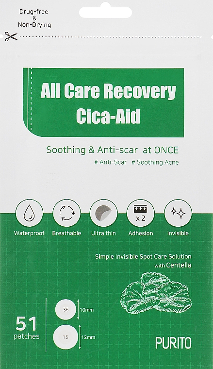 Beruhigende Anti-Aging Gesichtspatches mit Centella - Purito All Care Recovery Cica-Aid — Bild N1