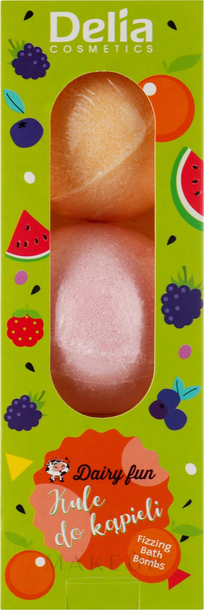 Badebombe Wassermelone, Waldfrucht, Orange - Delia Dairy Fun Bath Bombs — Bild 3 x 100 g