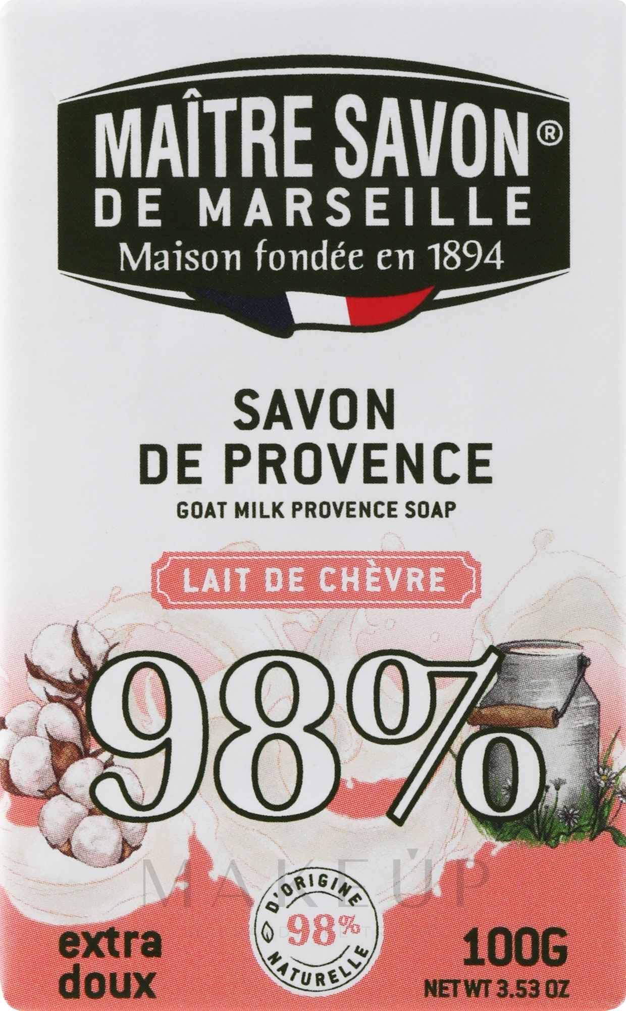 Feste Seife mit Ziegenmilch - Maitre Savon De Marseille Savon De Provence Goat Milk Soap Bar — Bild 100 g