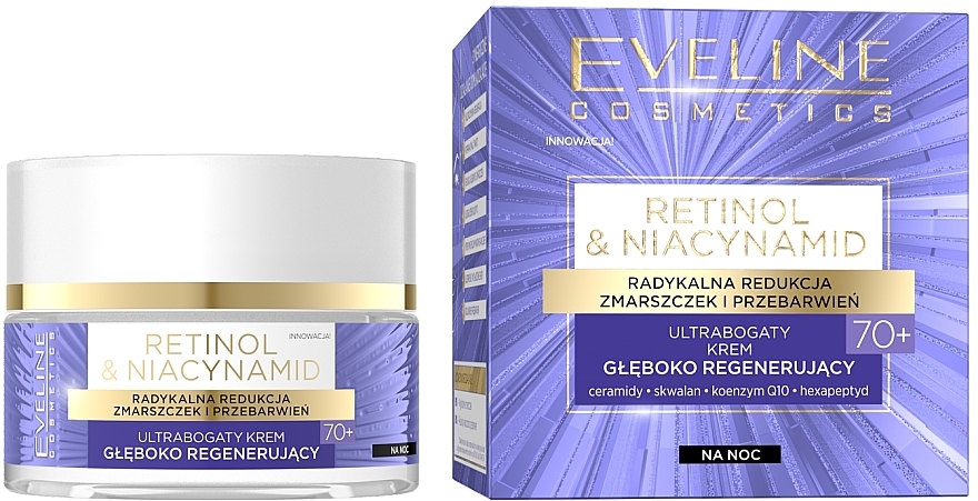 Reichhaltige tiefenregenerierende Nachtcreme 70+ - Eveline Cosmetics Retinol & Niacynamid — Bild N1