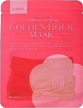 Düfte, Parfümerie und Kosmetik Festigende Tuchmaske mit Kamelienblütenextrakt, Kamelienöl und Kirschblüte - Elroel Golden Hour Mask Camellia Firming