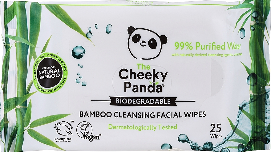 Parfümfreie Abschminktücher - The Cheeky Panda Bamboo Cleansing Facial Wipes — Bild N1