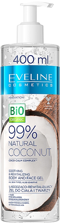 Beruhigendes Gesichts- und Körpergel mit Kokos - Eveline Cosmetics 99% Natural Coconut — Bild N1