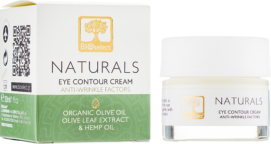 Anti-Falten-Creme für die Haut um die Augen mit Olivenextrakt und Hanföl - BIOselect Naturals Eye Contour Cream — Bild N1