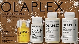 Düfte, Parfümerie und Kosmetik Set zur Stärkung der Haare und mehr Glanz - Olaplex In Good Repair Strength & Shine Hair Kit (Shampoo 100ml + Conditioner 100ml + Elixier 50ml + Öl 30ml) 