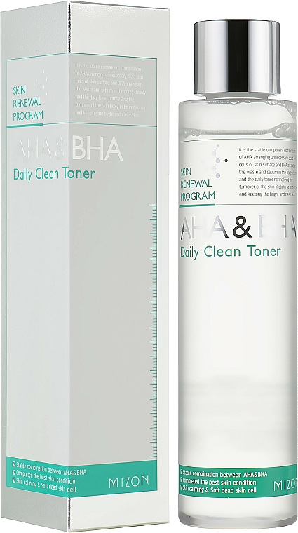 Tägliches Gesichtsrenigungstonikum mit AHA- und BHA-Säure - Mizon AHA & BHA Daily Clean Toner — Bild N1