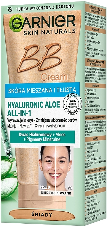 BB Creme für Misch- und ölige Haut mit Hyaluronsäure und Aloe Vera - Garnier Hyaluronic Aloe All-In-1 — Bild N14