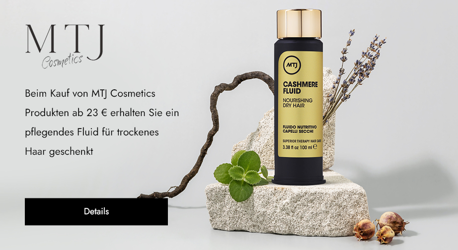 Beim Kauf von MTJ Cosmetics Produkten ab 23 € erhalten Sie ein pflegendes Fluid für trockenes Haar geschenkt