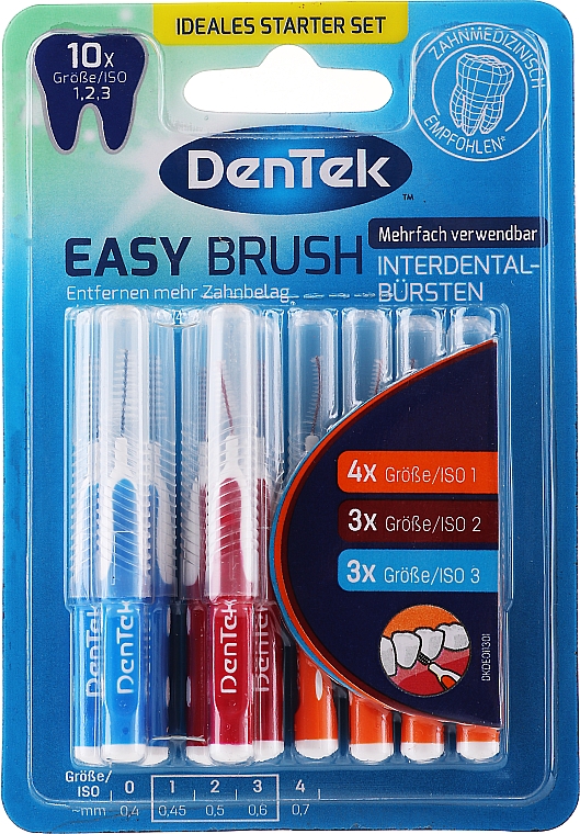 Interdentalzahnbürsten Größe 1, 2 und 3 MIX Easy Brush 0.45, 0.5 und 0.6 mm 10 St. - DenTek Interdental MIX Easy Brush — Bild N1