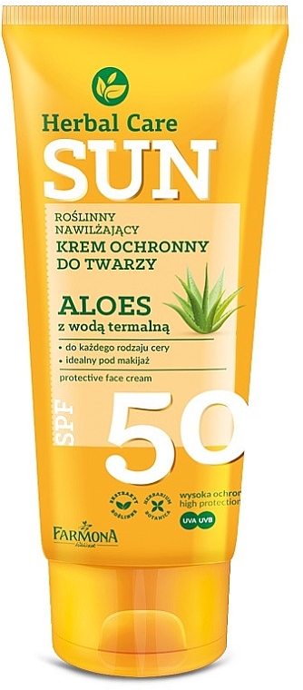 Feuchtigkeitsspendende Sonnenschutzcreme für das Gesicht mit Aloe - Farmona Herbal Care Sun SPF 50