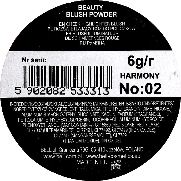 Puderrouge mit leichtem Schimmer - Bell Beauty Blush Powder — Bild N4