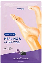 Düfte, Parfümerie und Kosmetik Regenerierende Detox-Fußmaske in Socken mit Lavendel und Aktivkohle - Stay Well Healing & Purifying Foot Mask
