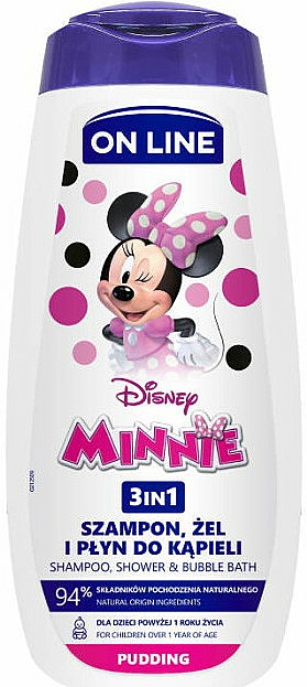 3in1 Shampoo, Dusch- und Badeschaum mit Pudding-Duft - On Line Kids Disney Minnie
