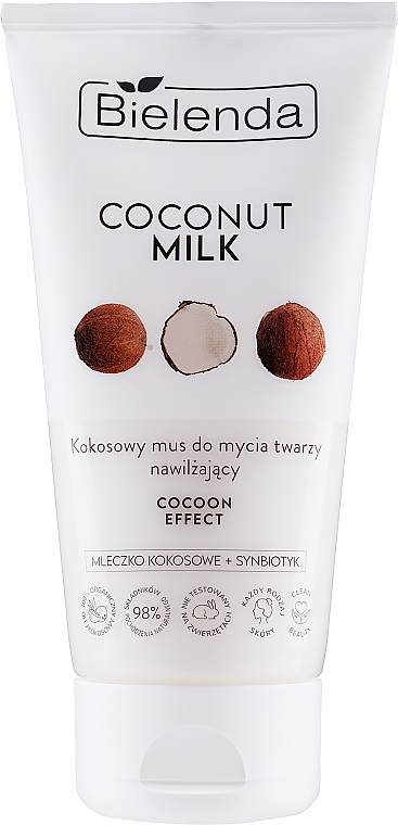 Feuchtigkeitsspendende und reinigende Gesichtsmousse mit Kokosnuss - Bielenda Coconut Milk Moisturizing Face Mousse — Bild N1