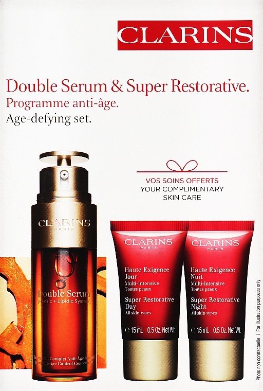 Set - Clarins Double Serum & Super Restorative (ser/50ml + cr/2x15ml) — Bild N1