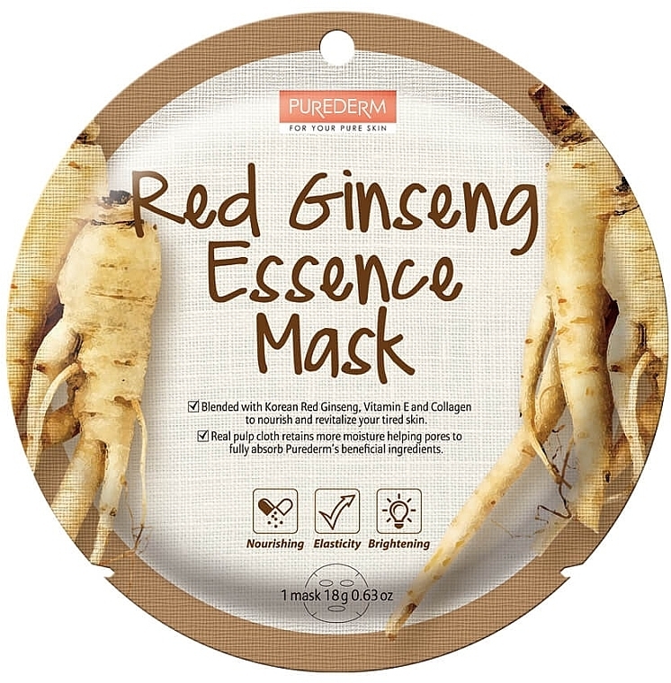 Tuchmaske mit rotem Ginsengextrakt  - Purederm Red Ginseng Essence Mask  — Bild N1