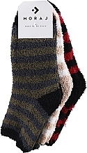 Düfte, Parfümerie und Kosmetik Flauschige Damensocken mit Streifen Drei Paare Mix 3 - Moraj