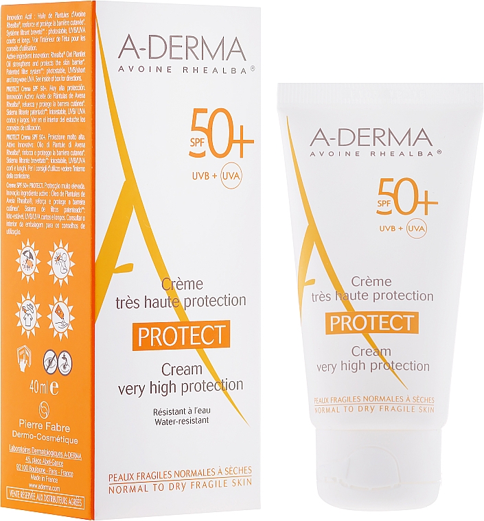 Sonnenschutzcreme für den Körper SPF 50+ - A-Derma Protect Cream Very High Protection SPF 50+ — Bild N1