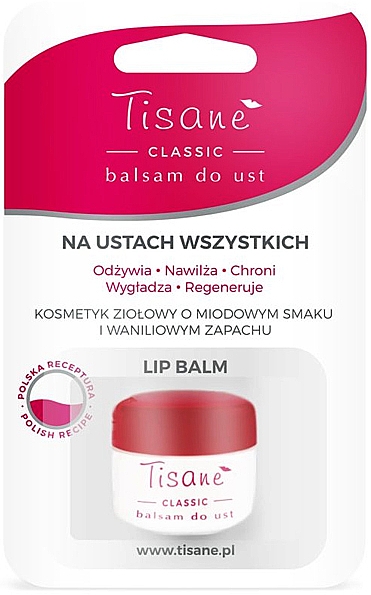 Feuchtigkeitsspendender Lippenbalsam mit Honiggeschmack und Vanillearoma - Farmapol Tisane Classic Lip Balm — Bild N1