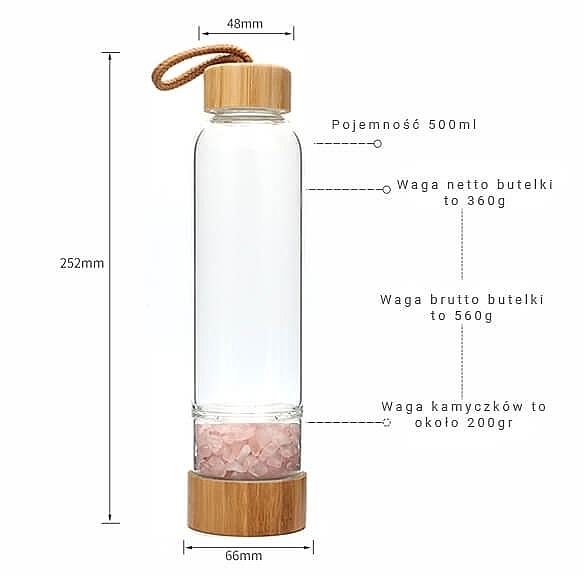 Wasserflasche mit Rosenquarzkristallen - Yeye — Bild N5
