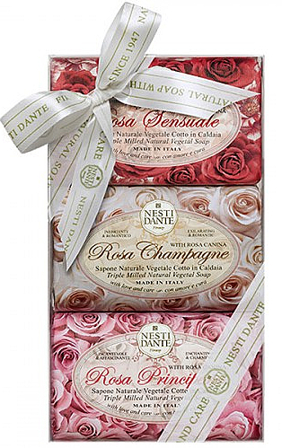 Naturseifen-Geschenkset Le Rose - Nesti Dante Gift Set Vegetable Soap Le Rose Collection (3x150g) — Bild N1