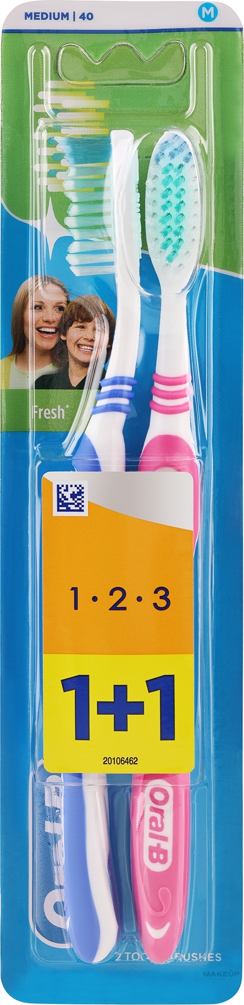 Zahnbürstenset - Oral-B 1 2 3 Natural Fresh 40 Medium 1 + 1  — Bild 2 St.