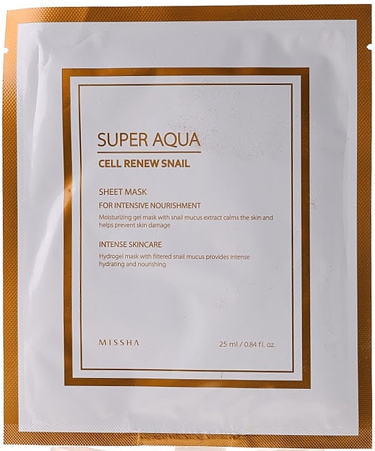 Hydrogel Gesichtsmaske mit Schneckenschleim-Extrakt - Missha Super Aqua Cell Renew Snail Hydro Gel Mask — Bild N1