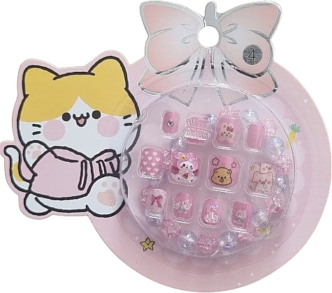 Selbstklebende 5D-Nägel für Kinder mit Armband 932 Rosa Teddybär 12 St. - Deni Carte Tipsy Kids  — Bild N1